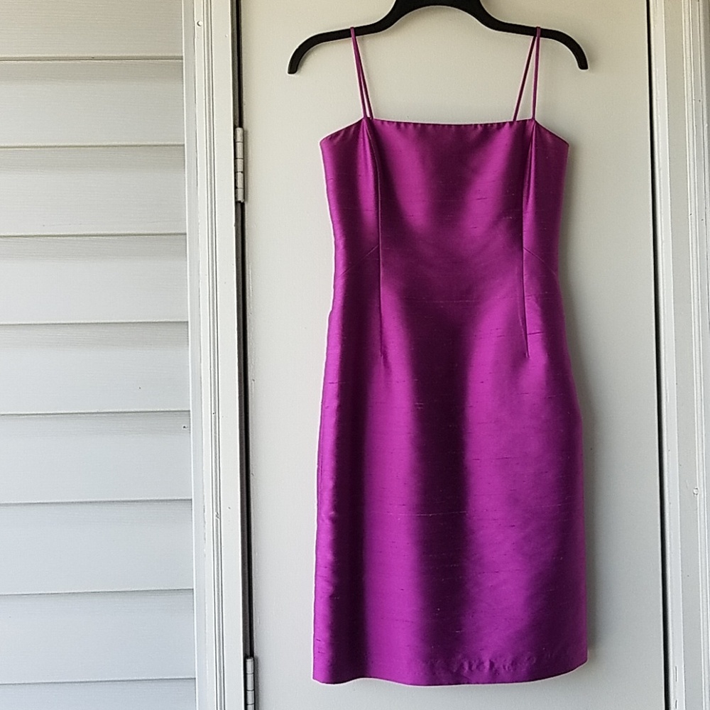 Vintage '90s Purple Silk Dress and Cotton Cardigan - Picture 1 of 8